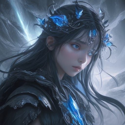 Celestial Child Weeping in Bioluminescent Cave