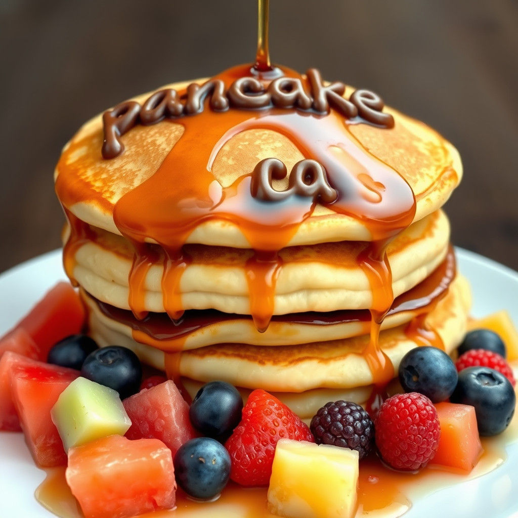 Pancakes with Nutella Lettering and Fresh Fruit