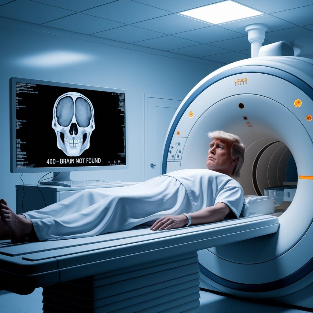Photorealistic MRI Image of Donald Trump with a 404 Brain Sc...