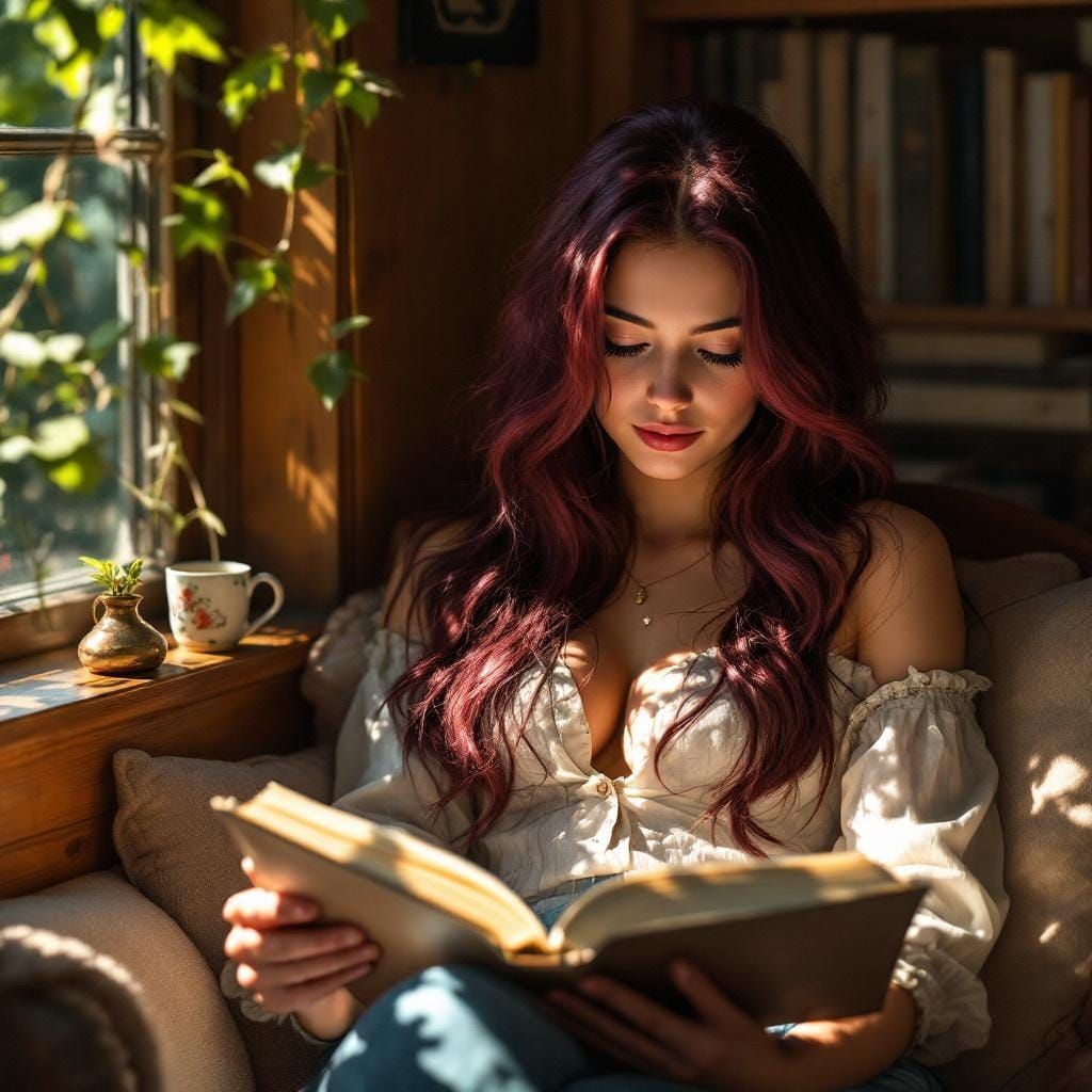 Cozy Home Library Reading Nook Portrait