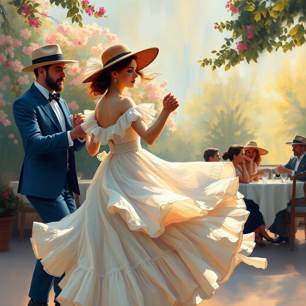 Vibrant Impressionistic Dance Scene in the Style of Renoir