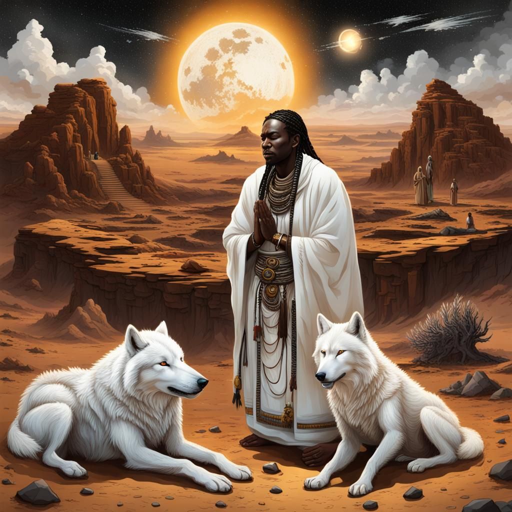 Shamans Praying Under a Sky of Dragons