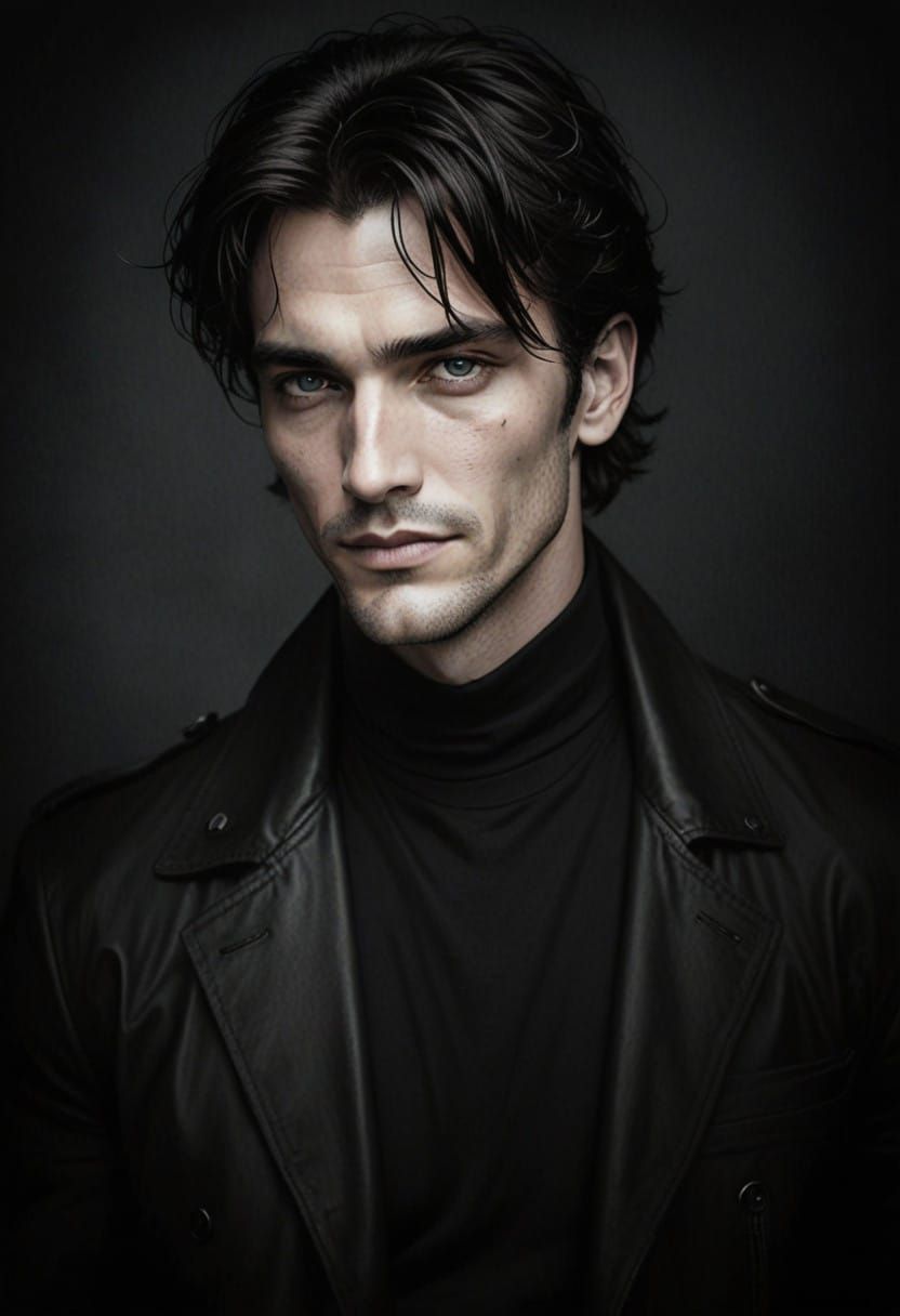 Confident Gentleman in Charismatic White Shirt and Leather J...