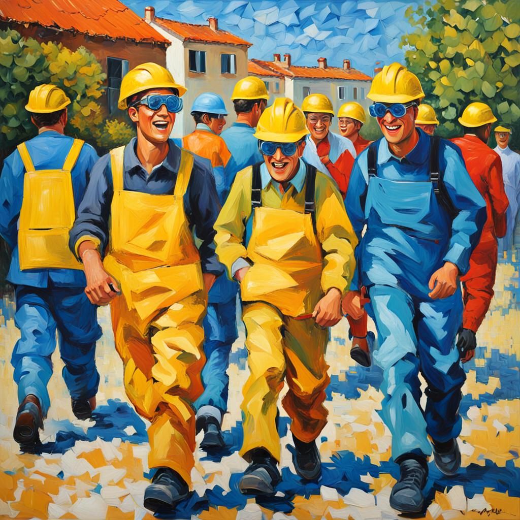 PPE Safety Poster in Comic Neo-Impressionist Style