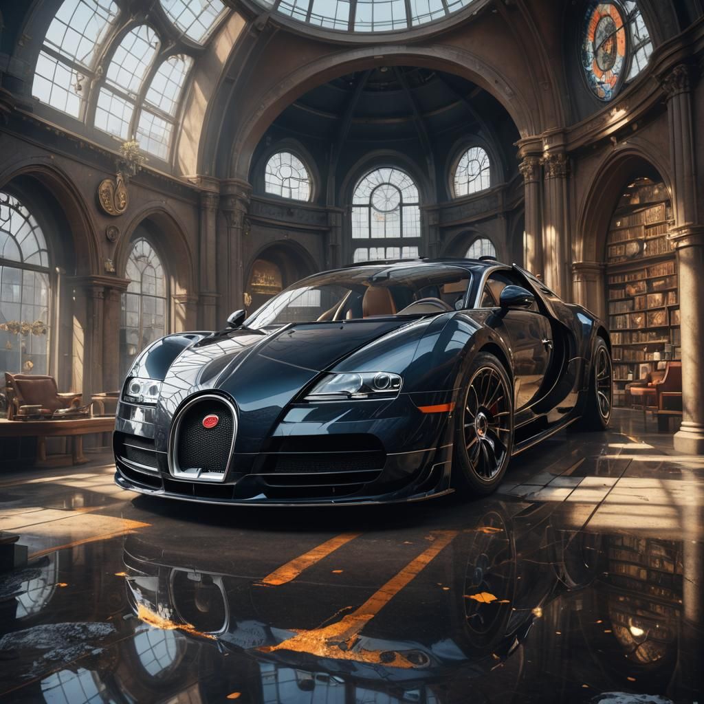 Glass Bugatti Veyron Supercar Display: Detailed Matte Painti...
