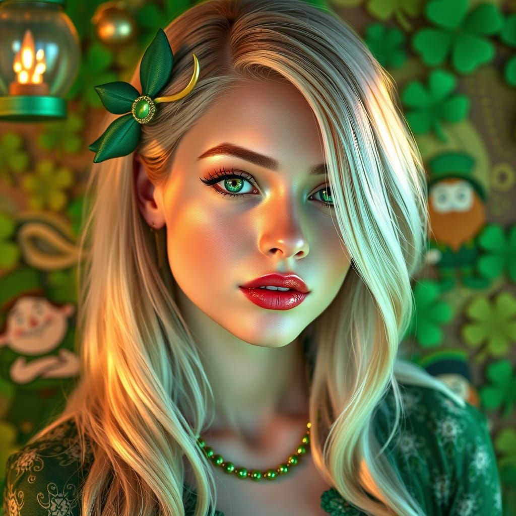 Whimsical St. Patrick's Day Beauty in Anime Art Style