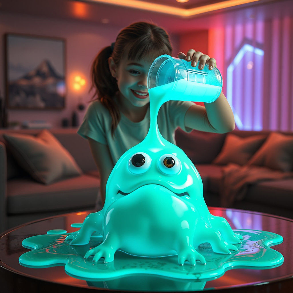 Bioluminescent Slime Monster in Sci-Fi Setting