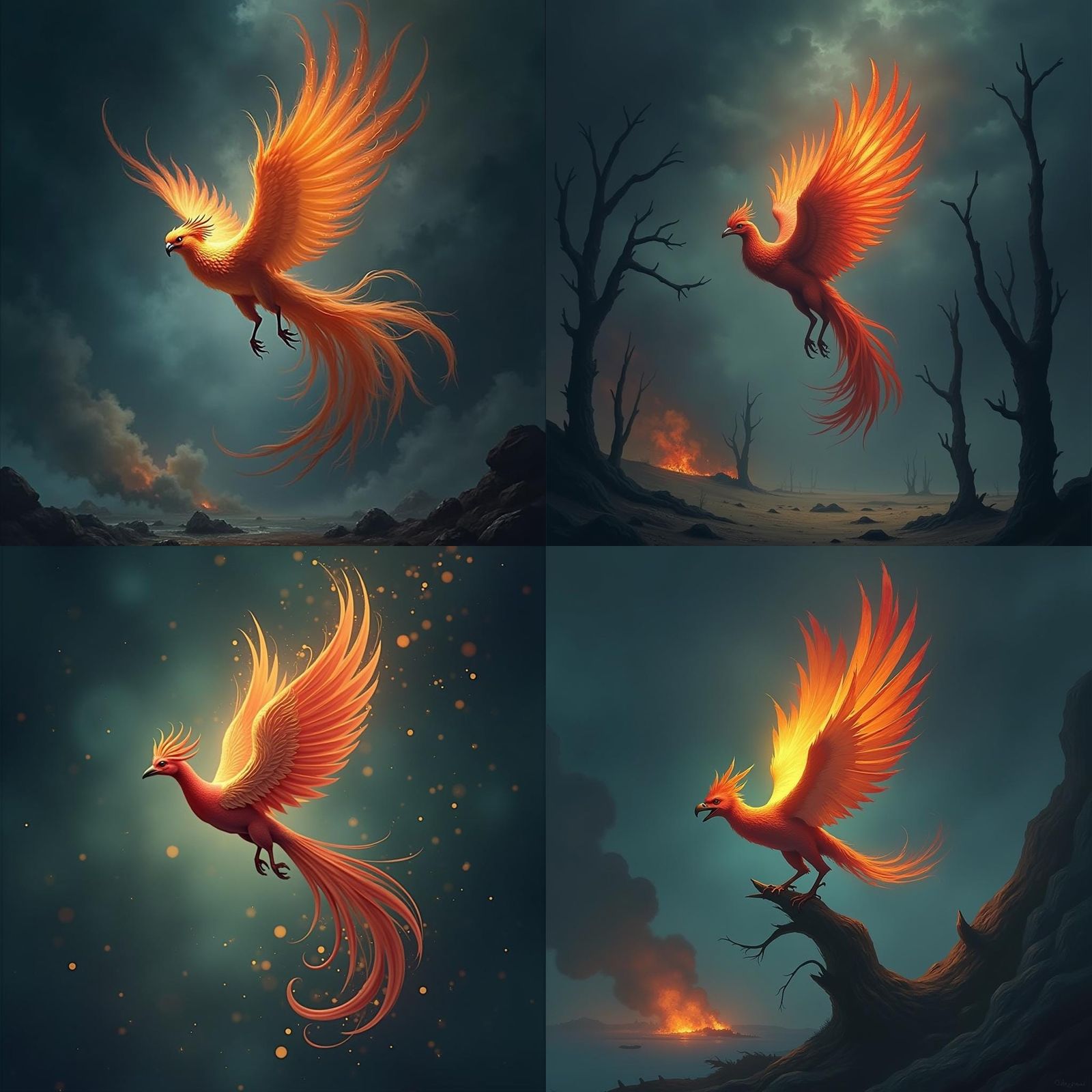 Fiery Phoenix Rising From The Ashes