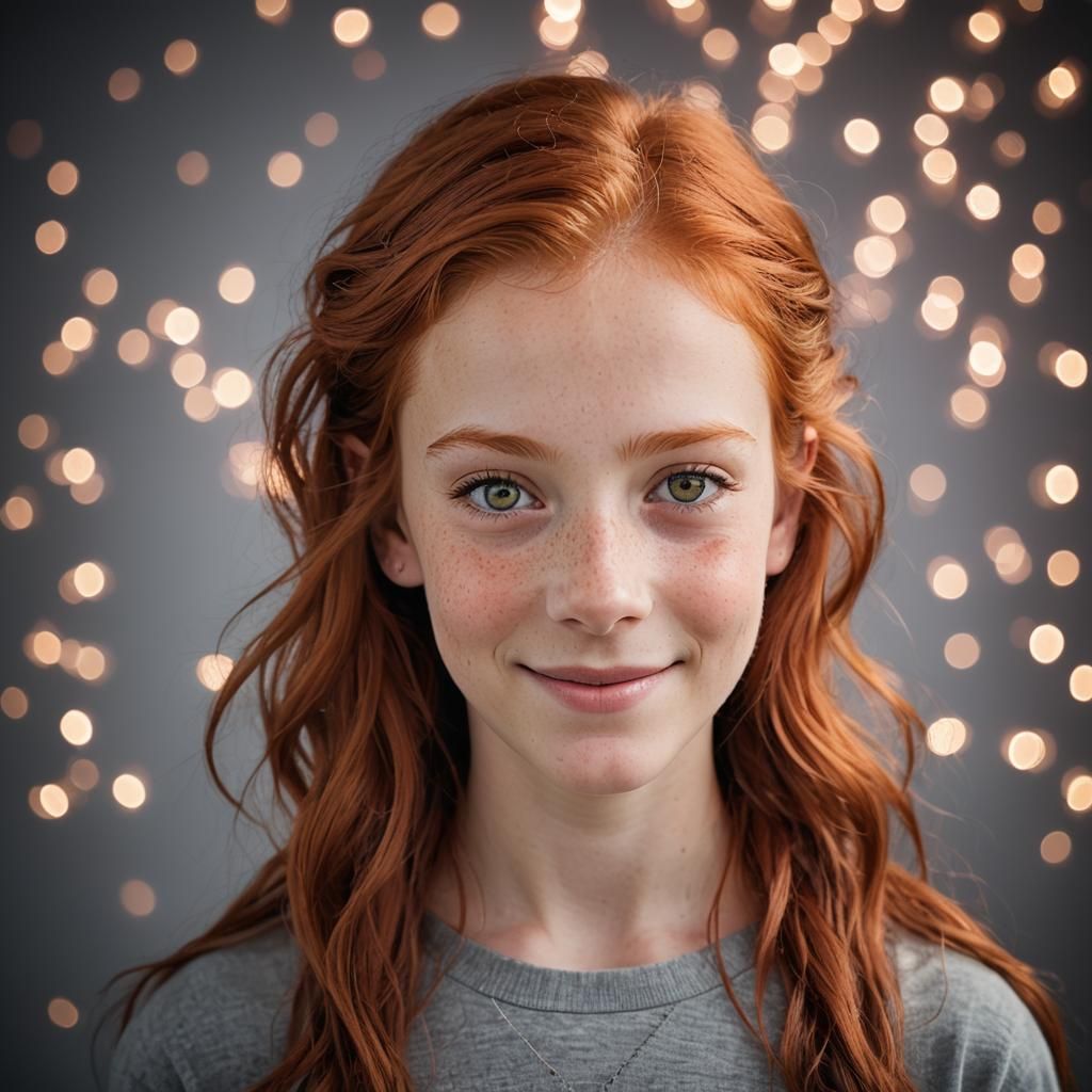 Red-Haired Girl Portrait with Professional Lighting