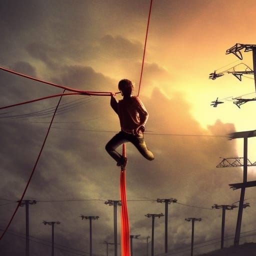 Zombies Bungee Jumping from Power Line