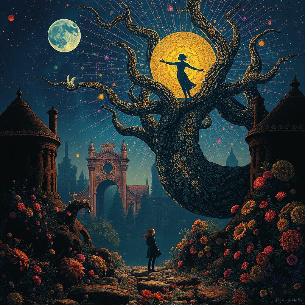 Surreal Blend of Photography, Pointillism, and Concept Art