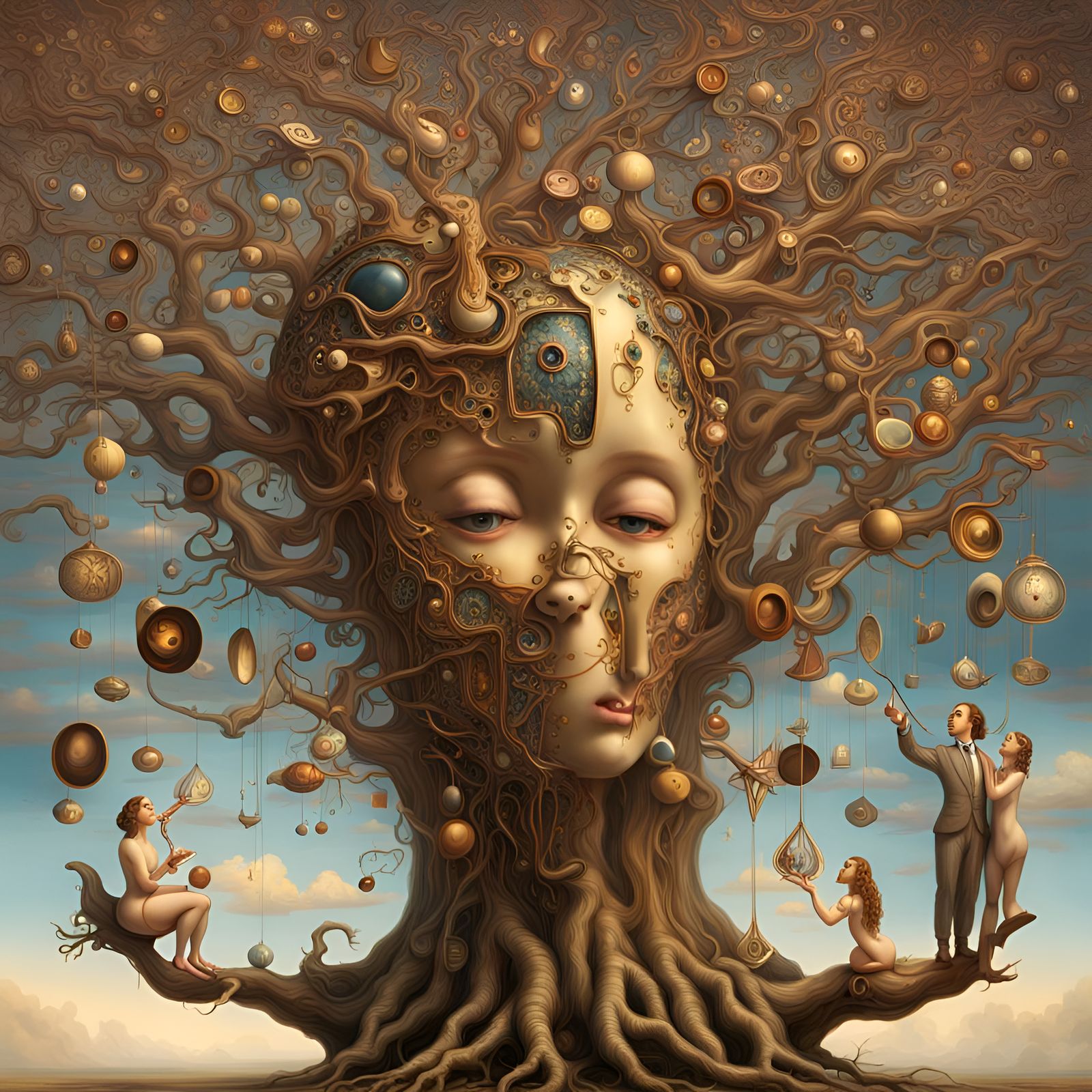 AI Singing Tree in a Surreal Orchestra