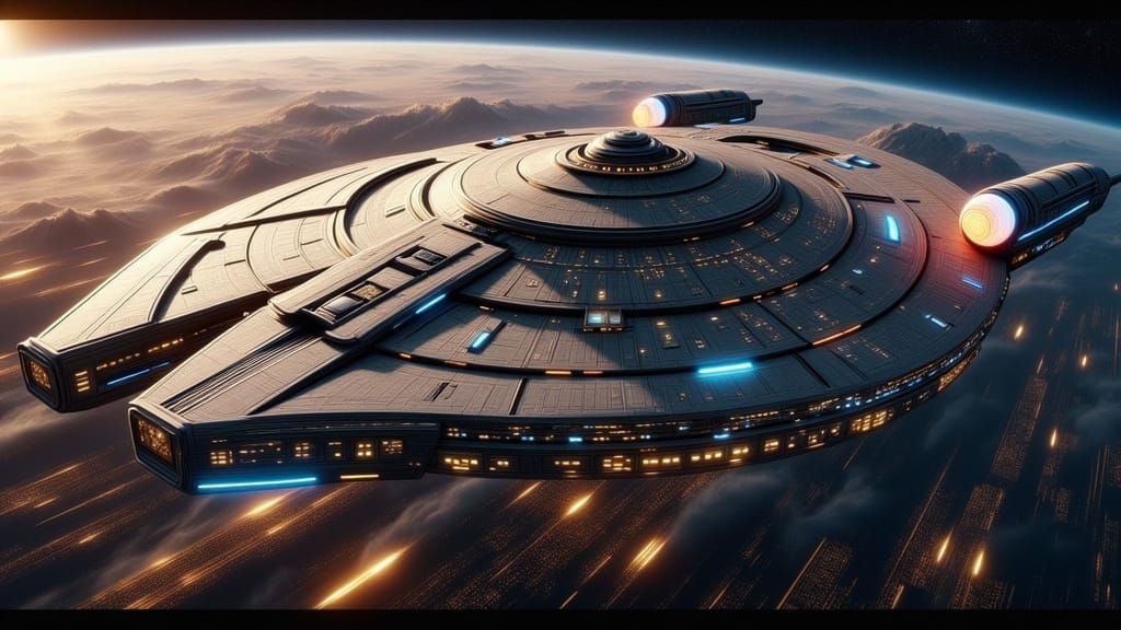 Millennium Falcon Enterprise Fusion in Action Painting Style