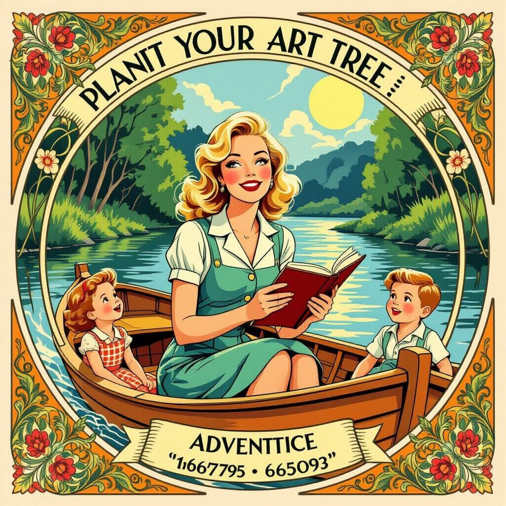 Art Nouveau Comic Detective Writes Adventures on a Boat