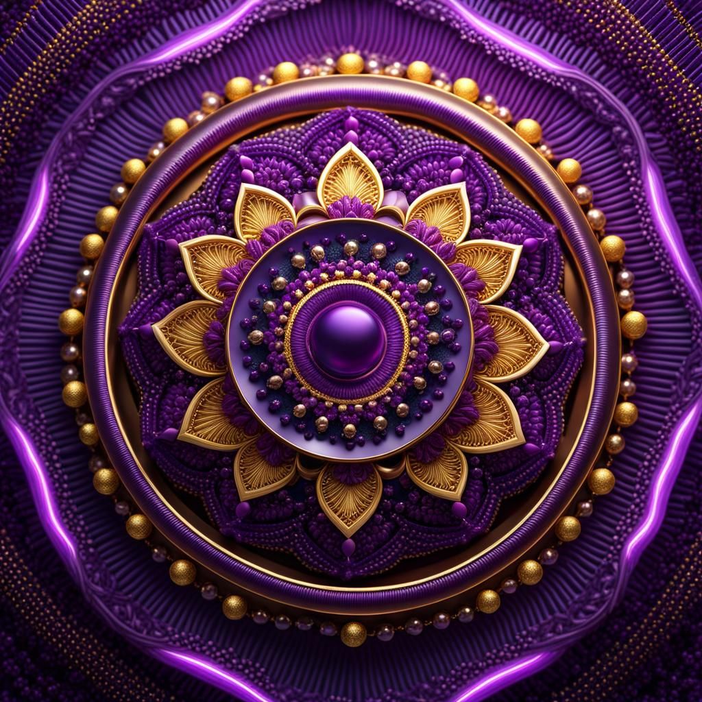 Intricate Purple and Gold Mandala Design