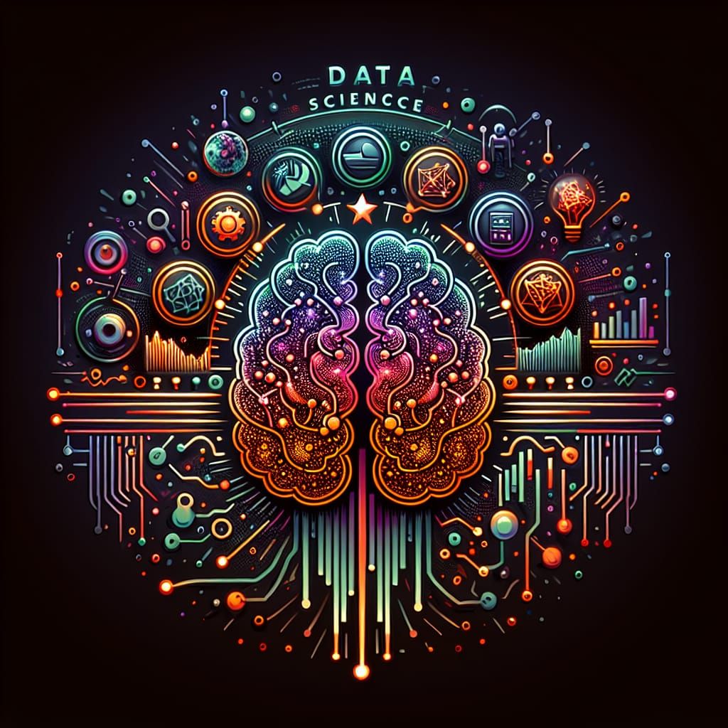 Data Science Brain Logo with Data Icons