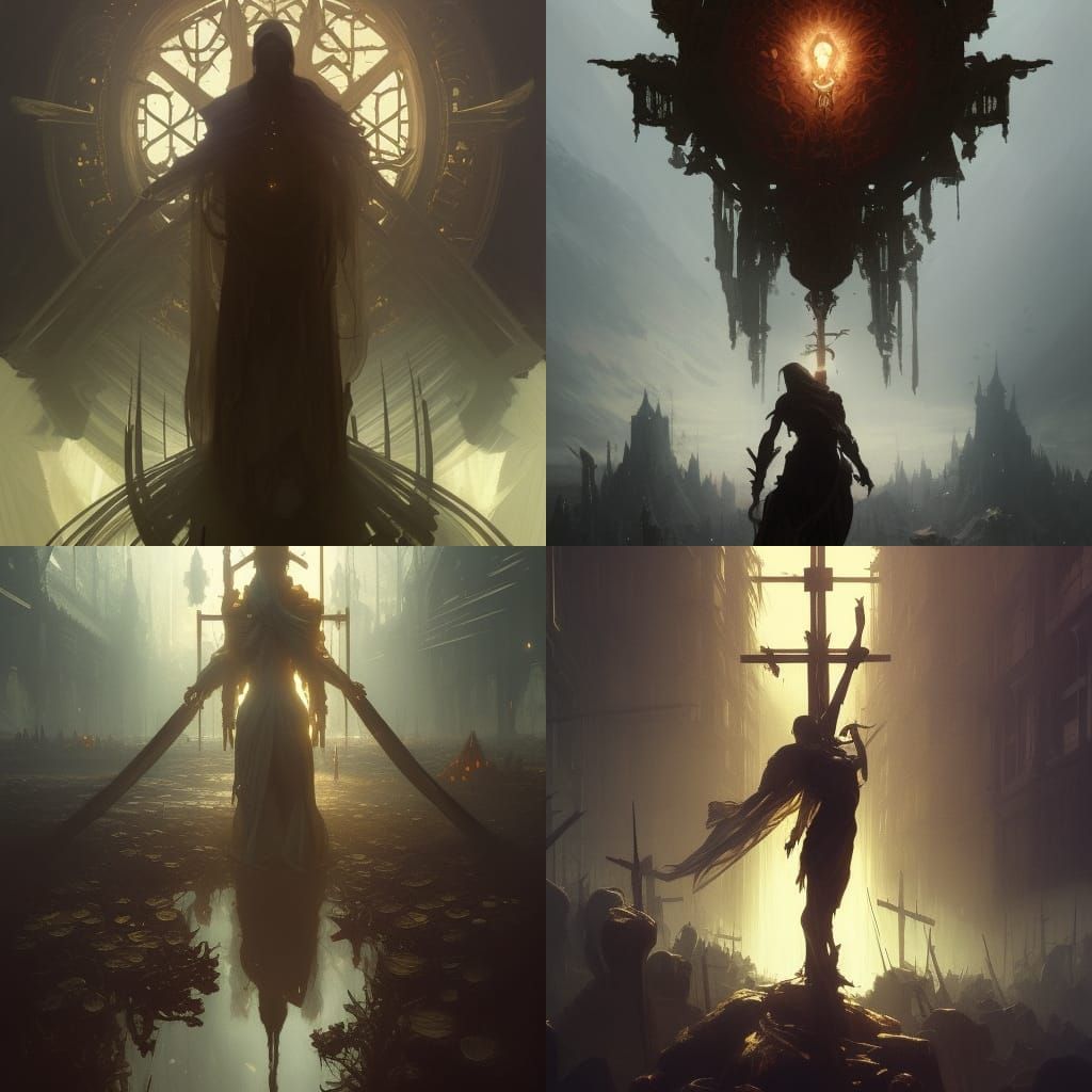 Dark Fantasy Cross in Purple and Yellow