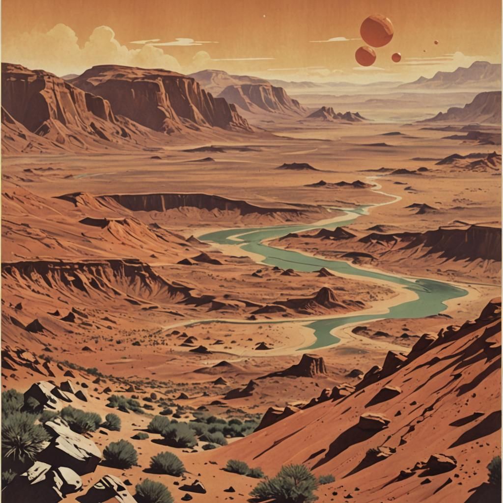 Vintage Poster of Martian Landscape in National Park Style