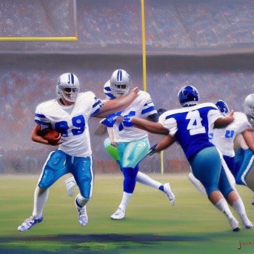 Dallas Cowboys in Tutus: An Oil Painting