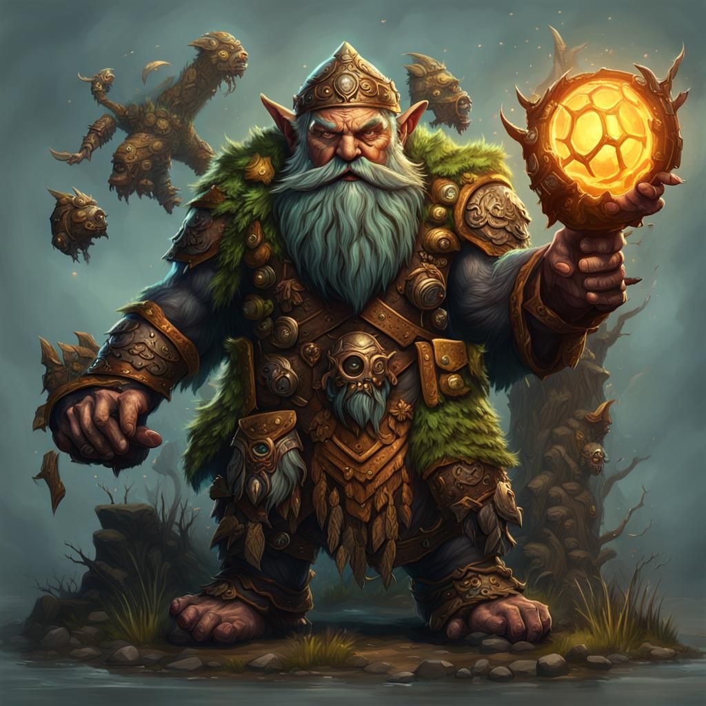 Dwarf Swarm Monger Druid in Detailed Matte Painting