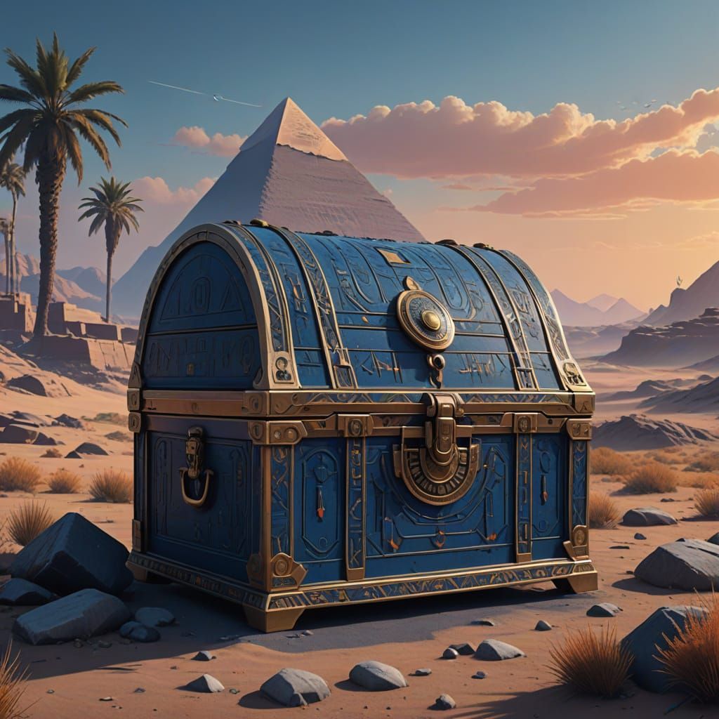 Ancient Egyptian Ivory Chest with Carnelian and Lapis Lazuli...