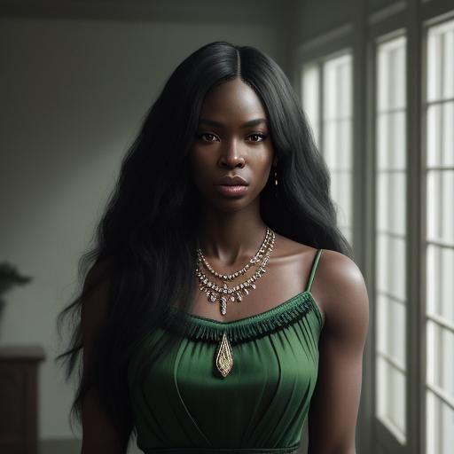 Cinematic Portrait of Woman in Green Dress