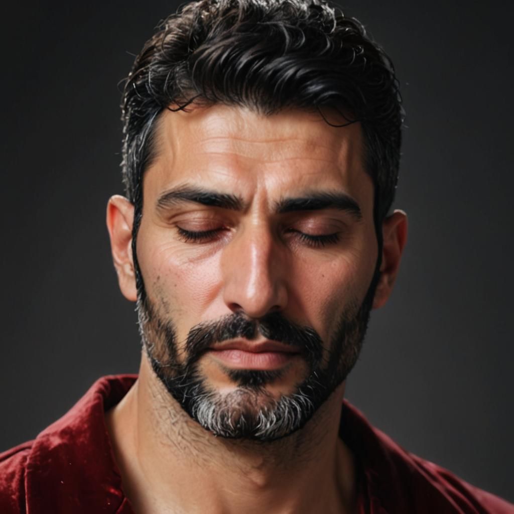 Serene Man Sleeping in Red Velvet Robe
