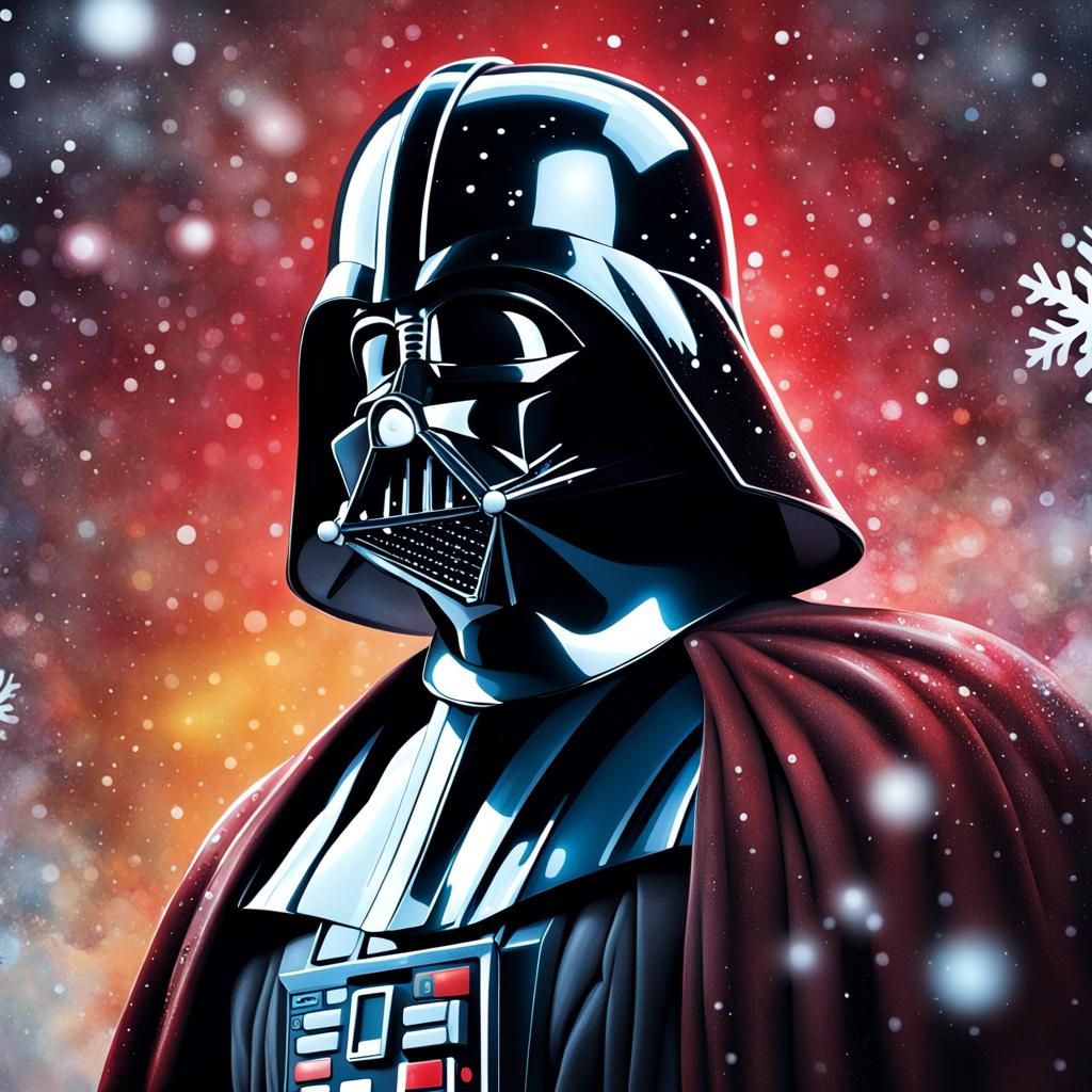 Darth Vader Christmas Card in Splash Art Style
