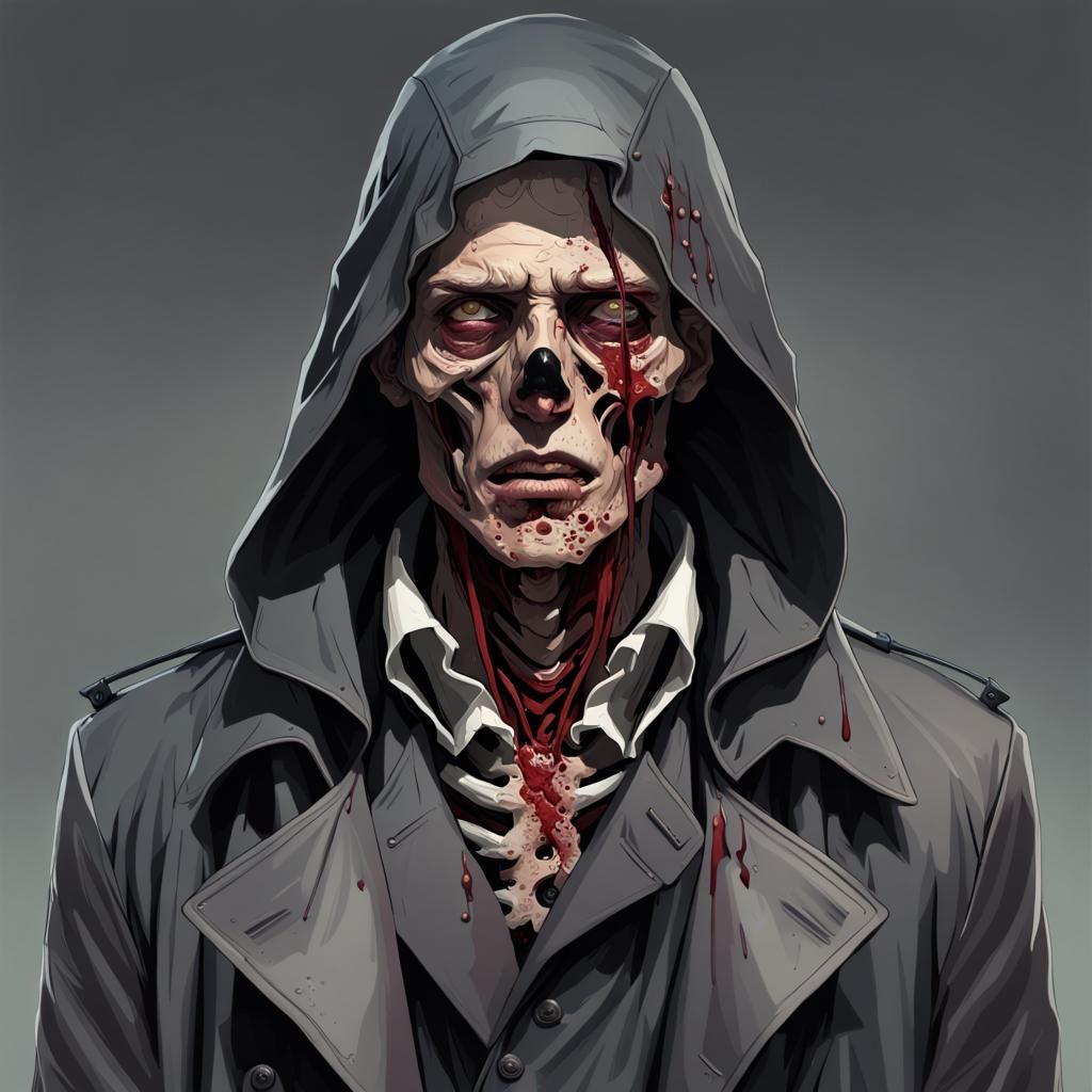 Decomposed Zombie in Trench Coat Concept Art