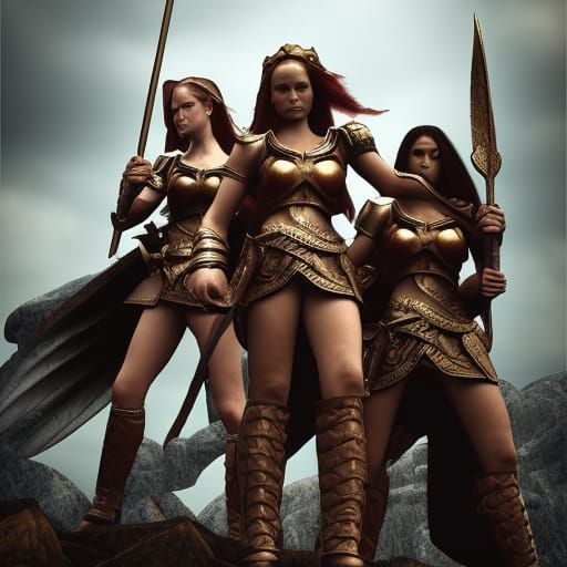 Winged Valkyrie Warriors Poster in Dungeons and Dragons Styl...