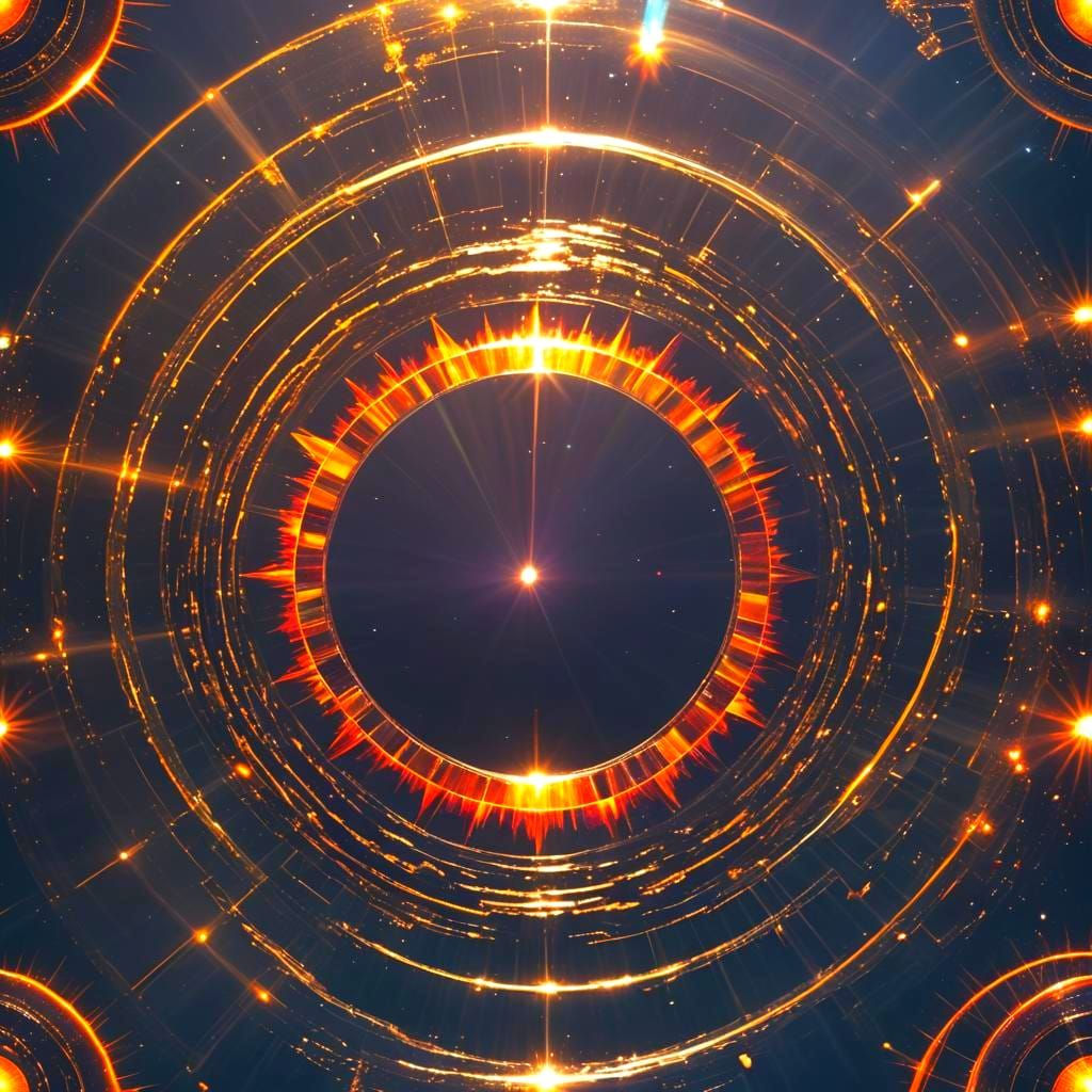 Rainbow Sun with Liquid Geometry, Matte Painting