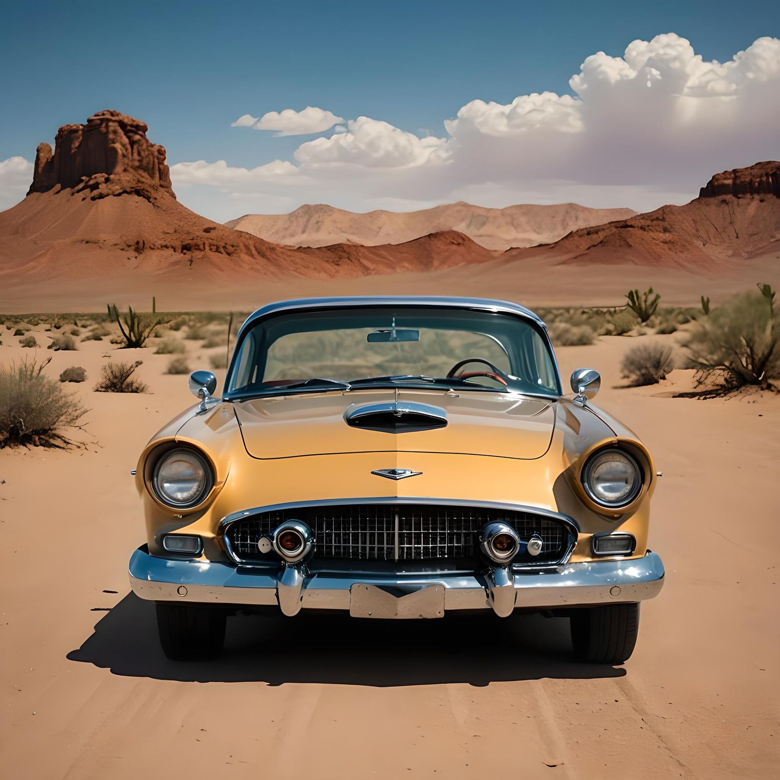 1956 Ford Thunderbird in Desert Landscape
