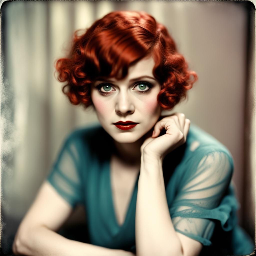 Retro Photographic Portrait of a 1920s Movie Star