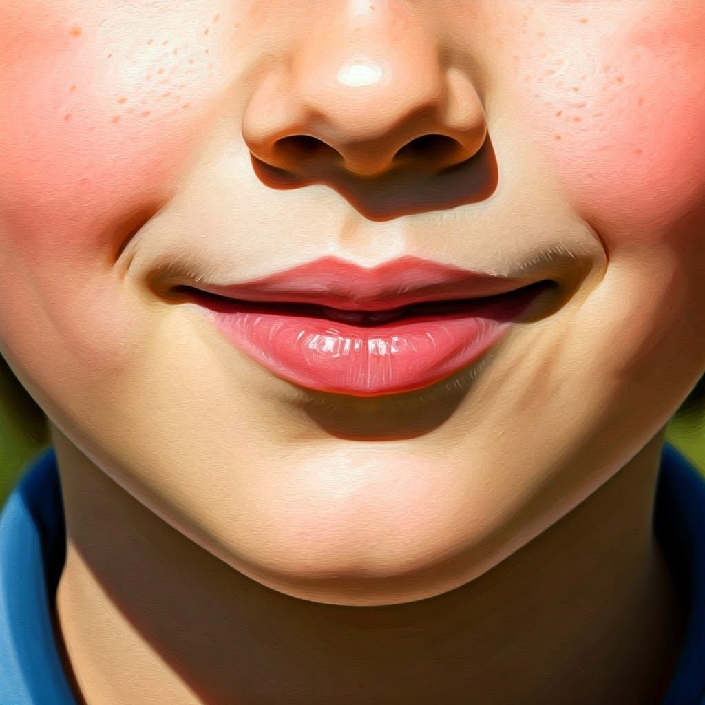 A close-up of a little boy's sweet mouth.