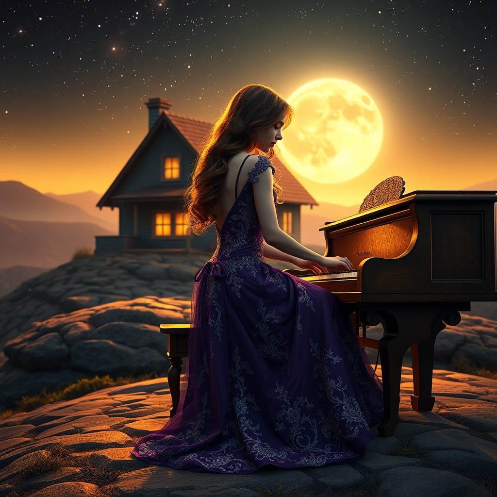 Ethereal Lunar Serenade in Rich Purple