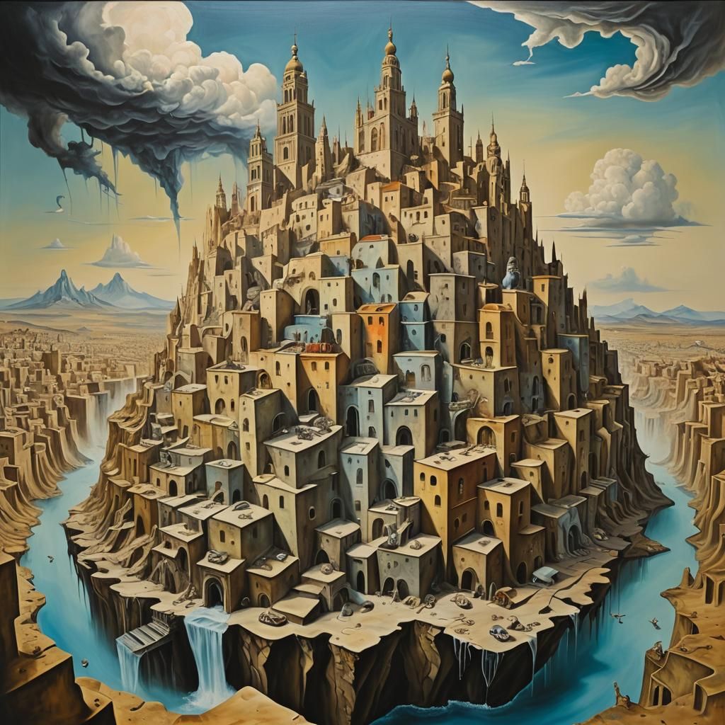 Surreal Melting Cityscape Inspired by Salvador Dali