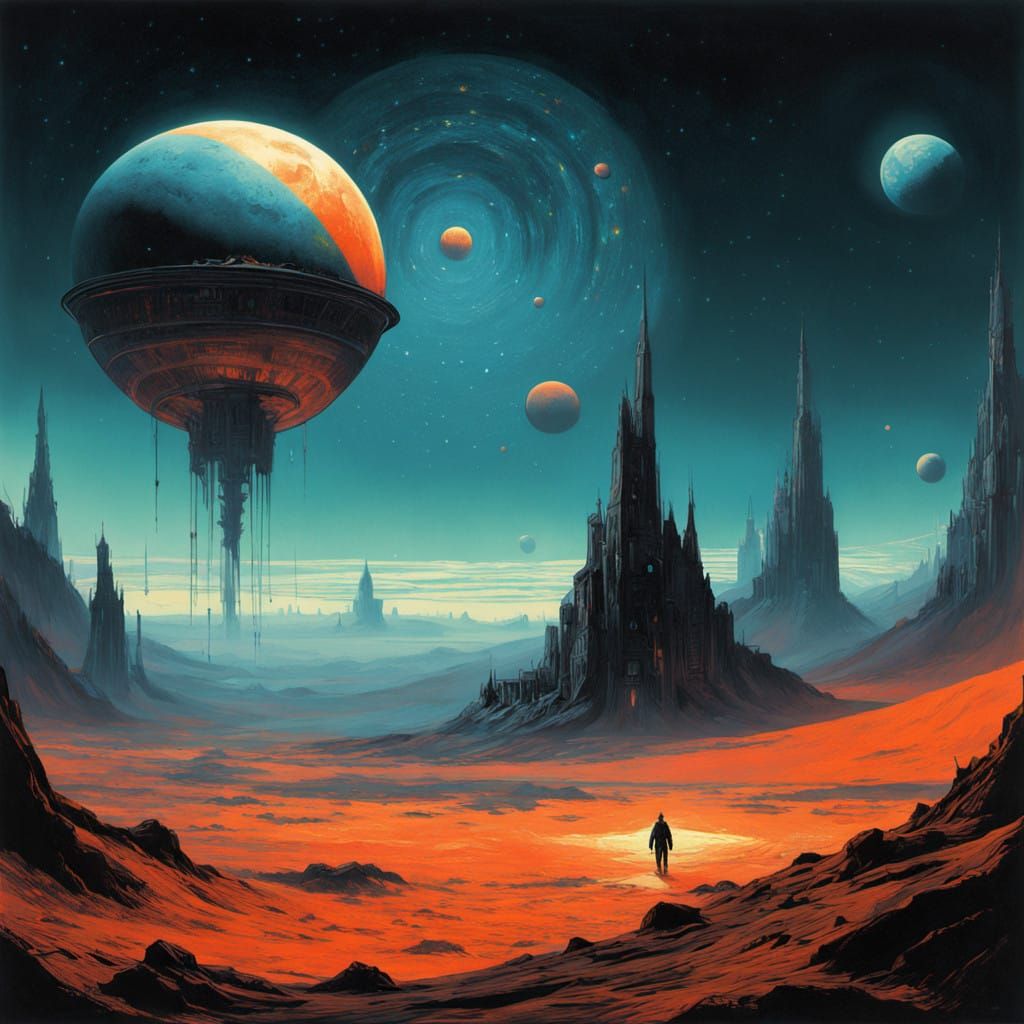 Ethereal Space Dancer in Retro-Futuristic Spacesuit