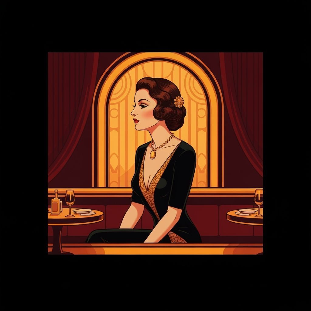 Elegant Lady in 1900s Club Art Deco Masterpiece