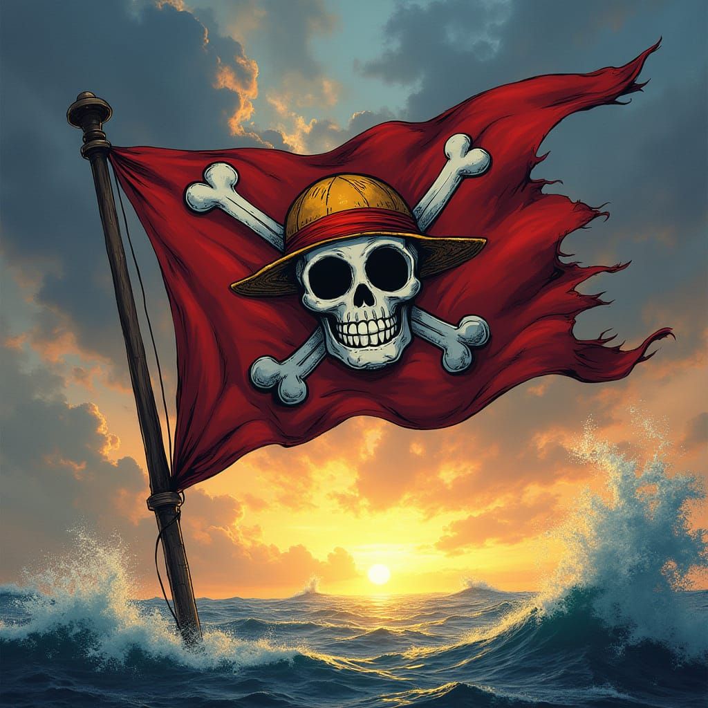Vibrant Pirate Flag in One Piece Style