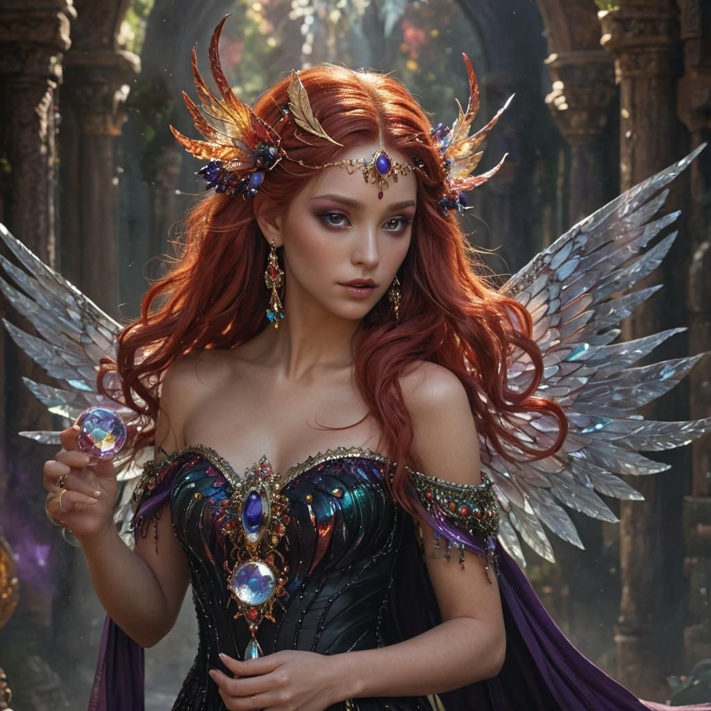 Goddess with Crystal Wings Fantasy Art