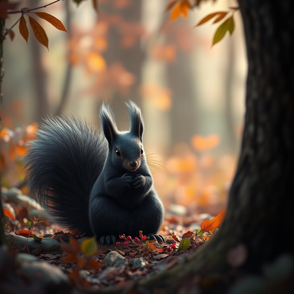 Black Squirrel in Fantastical Forest Concept Art