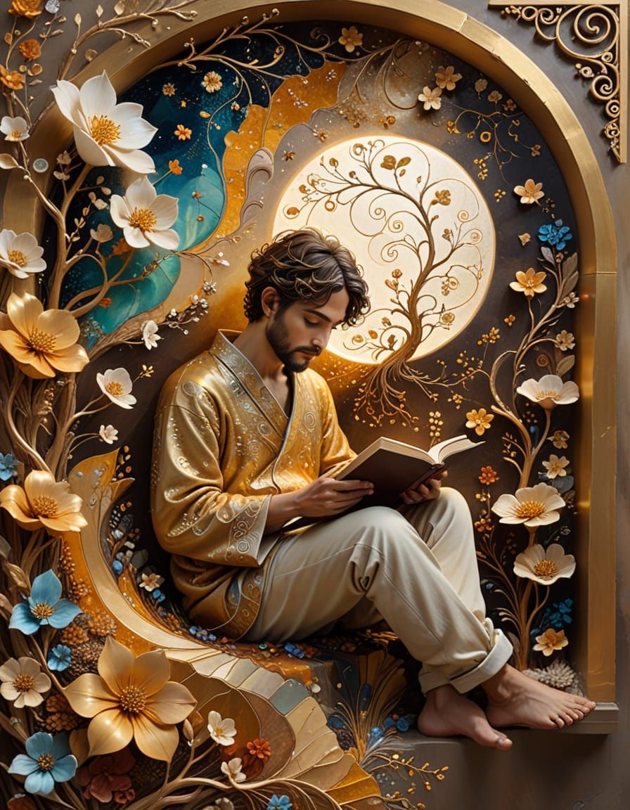 Dreamlike Reading Nook in Surreal Style