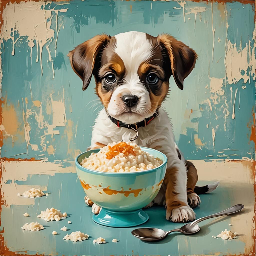 Poky Little Puppy's Rice Pudding in Abstract Art