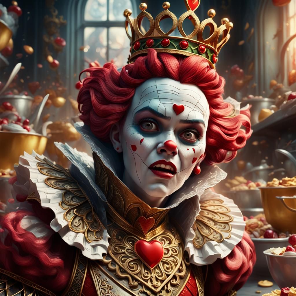 Queen of Hearts in Kitchen Chaos: 3D Digital Art