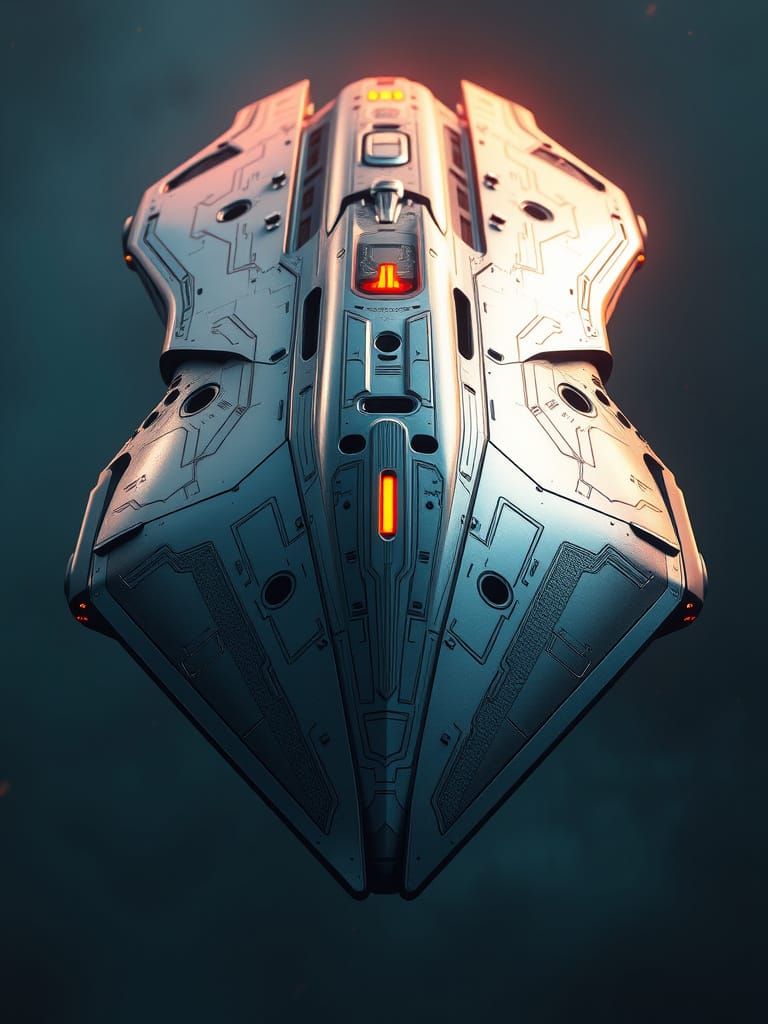 Futuristic Starship with Biomechanical Etchings