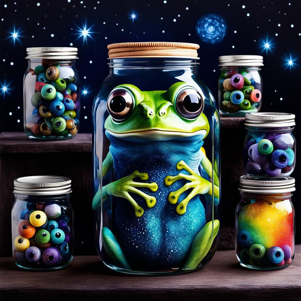Gothic Tree Frog with Googly Eyes in Van Gogh Style