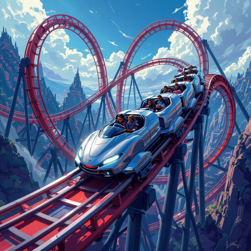 Spectacular Roller Coaster Plunges into Loop-the-Loops