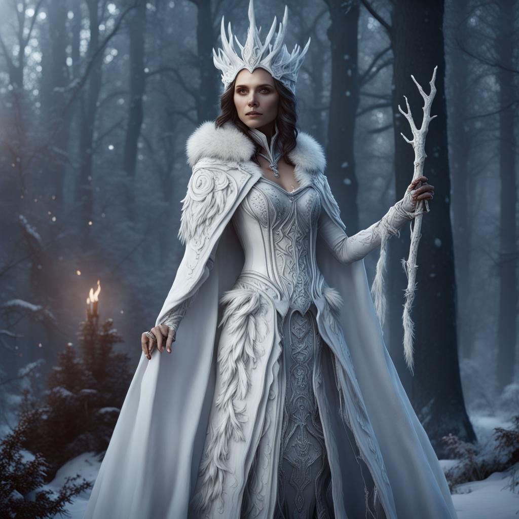 Nina Dobrev as Winter White Witch in Matte Painting