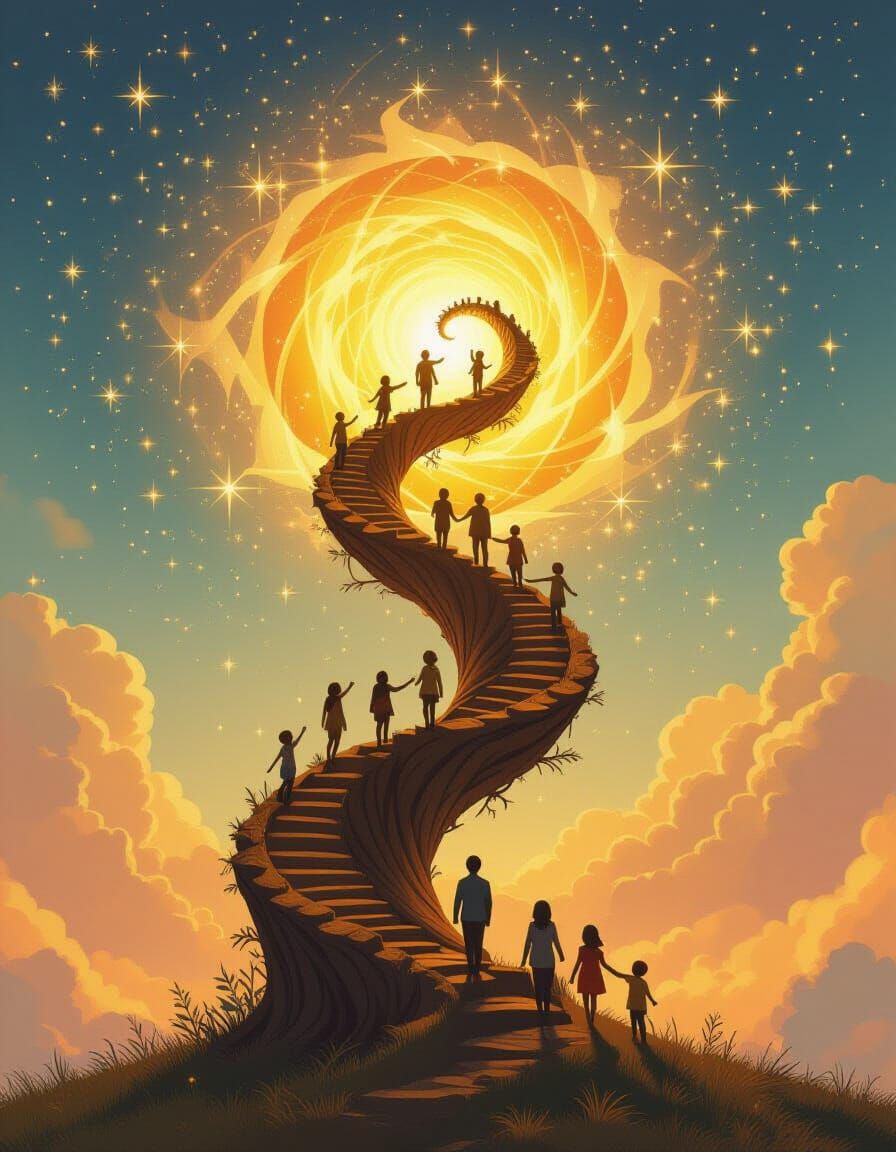 Spiraling Tree of Hope: A Surreal Ascent