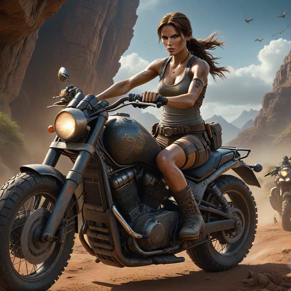 Lara Croft in a Hyperrealistic, Cinematic Digital Painting